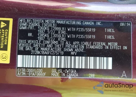 2015 Lexus Rx 350 from USA, damaged, VIN 2T2BK1BA6FC275719